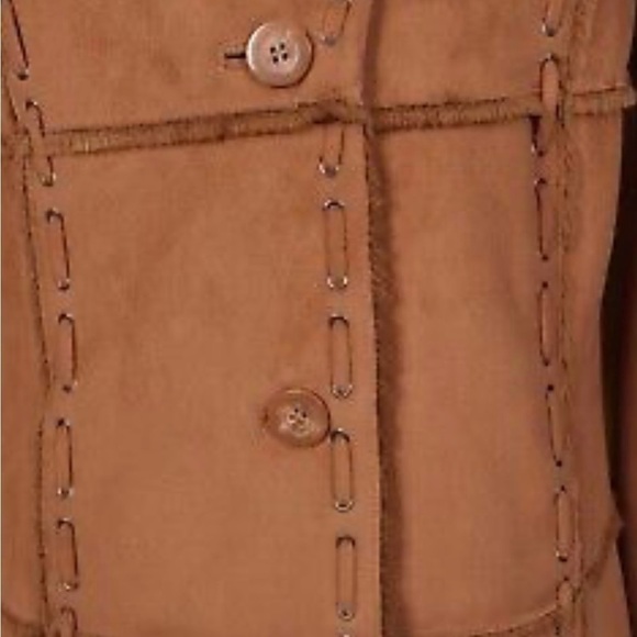 Dennis Basso Vintage Suede Sherpa Pennylane Coat - Picture 6 of 7